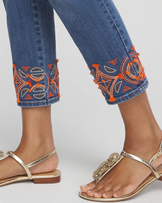 Pull-on Embellished Cropped Jeans - image 4